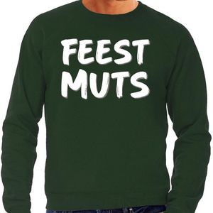 Feest muts sweater / trui groen met witte letters voor heren -  fun tekst truien / grappige sweaters S