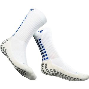 Trusox Mid-Calf Cushion Crew 3.0 Gripsokken - Wit / Royal | Maat: 34,5-38,5