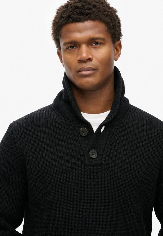 Superdry - M6110620A - Gebreide Trui - Zwart - Sjaalkraag