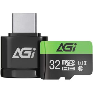 MicroSD-kaartlezer met 32GB microSD-kaart en SD-adapter - 3-in-1 Type C USB 2.0 OTG geheugenkaartlezer voor pc, laptop en smartphone