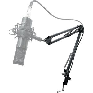 Telescopische microfoonstandaard, zwart, microfoonarm, studiopodcast, webcamstandaard, desktop verstelbare ophangarm, schaararm, cameraclip, webcammontagebeugel, geschikt voor computeropnameproductie, computerstudio, online karaoke en andere gelegenh