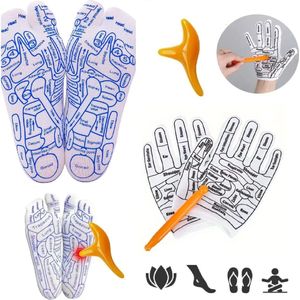 WiebelTandje Reflexologie Sokken met Reflexologie Handschoenen Set - Voetmassage en Handmassage Drukpuntweergave en 2 Acupressuur Pennen - Perfect voor Voetmassage Handmassage - Acupunctuur en Ontspanning - Unisex Massage Accessoire voor Reflexologie