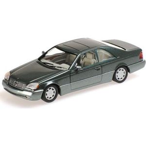 The 1:43 Diecast Modelcar of the Mercedes-Benz 600 SEC Coupe C140 of 1992 in Green Metallic. This scalemodel is limited by 1008pcs.The manufacturer is Minichamps.This model is only online available.
