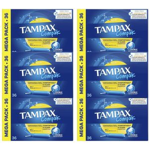 Tampax Compak Regular – Tampons met Inbrenghuls – Comfortabel & Hygiënisch – 6 x 36 stuks (216 stuks)