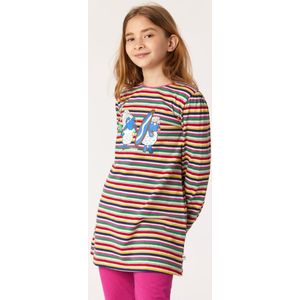 Woody pyjama meisjes/dames - multicolor gestreept - walvis - 231-1-TUN-S/904 - maat M