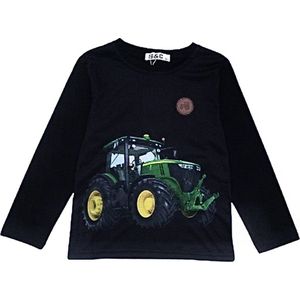 S&c Trekker / tractor shirt - John Deere - Lange mouw - zwart - H161 - Maat 146/152
