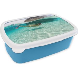 Broodtrommel Blauw - Lunchbox - Brooddoos - Zee - Duiken - Turquoise - 18x12x6 cm - Kinderen - Jongen