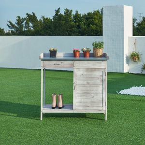 Tuinwerktafel Aliano oppottafel 98x48x94 cm grijs casa.pro