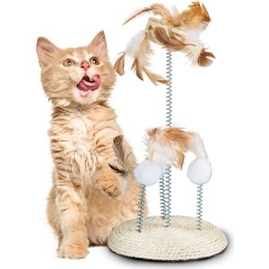 Kattenspeeltoren 14 x H33cm - Kattenspeeltjes - Kattenspeelgoed - Kattenhengel
