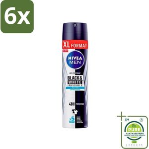 Nivea - Deospray - Men - Invisible Black & White Active - 250 ml - Voordeelverpakking - 6 stuks - NIVEA MEN deodorant - Anti-transpirant