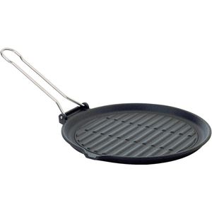 Grillpan rond van gietijzer zwart 26 cm - Voor gezond grillen met de Dietella