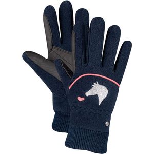 ELT Fleece Kinder Rijhandschoen Lucky Giselle - maat 7-9YRS - navy/lucky heart