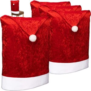 COM-FOUR® 4x premium stoelhoezen - kerstdecoratie voor stoelen - beschermhoezen in kerstdesign - zitmeubelhoezen - stoelhoezen voor kerst - stoelhoezen