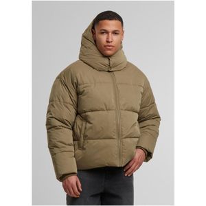 Urban Classics - With Flap Hood Gewatteerd jack - 3XL - Olijfgroen
