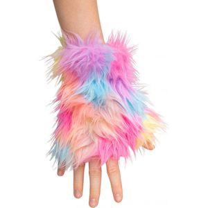 Vingerloze Handschoen Pluche - Pastel - Carnaval - One Size - Unisex - Een Paar
