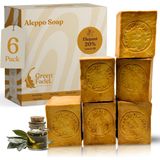 GREEN FADEL - Aleppo Zeep - 20% Laurierolie - 80% Olijfolie - Set van 6 x 200g - Handgemaakt - Natuurlijke Zeep