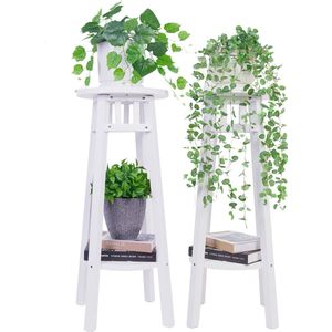 Plantenrek - 2 Stuks - Wandrek - Voor Planten - Ladder Kast - 3 Planken - 3 Laags - Plantenrek - Wit