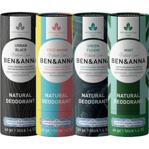 BEN&ANNA - Urban Black + coco mania + green fusion + mint papertube - 4 stuks