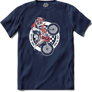 Live To Ride | Mountain Bike - Fiets - Bicycle - T-Shirt - Unisex - Navy Blue - Maat XL