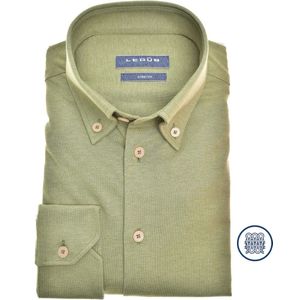 Ledûb slimfit jersey casual shirt olijfgroen