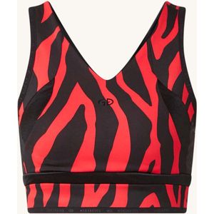 Goldbergh Talia sport bh met medium support en zebraprint - Rood/Zwart - Maat L