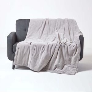 Homescapes Gewatteerde fluwelen deken lichtgrijs – sprei van katoenfluweel, 150 x 200 cm