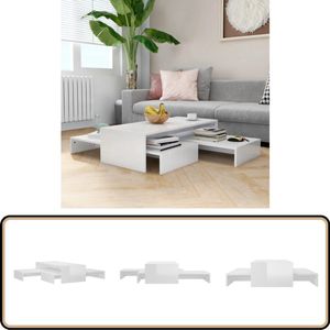 vidaXL Salontafelset - Hoogglans Wit - 100x100x26,5 cm Salontafel - Salontafels - Koffietafel - Woonkamerinrichting - Houten Meubels