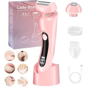 2-in-1 Elektrisch Scheerapparaat voor Dames - Hypoallergene Bikini- en Gezichtstrimmer met Waterdicht Ontwerp
