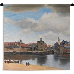 Wandkleed - Wanddoek - Vermeer - Stad - Oude meesters - Kunst - 180x180 cm - Wandtapijt