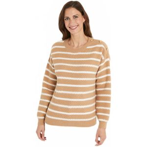 Zachte gestreepte trui met ronde hals in chique breiwerk