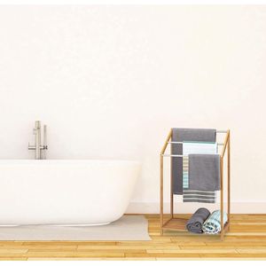 handdoekrek bamboe, 3 handdoekstangen, badkamer, staand, plateau, modern, HxBxD: ca. 85 x 51 x 31 cm, natuur