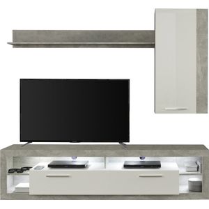 Trendteam- TV Meubel Woonkamerset Rock | tv-meubel, plank, hangkast | Stone Grey - 200cm - Grijs
