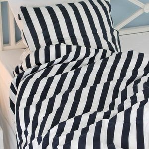 Luxe beddengoed 135x200 cm met ritssluiting (1 stuk) | kussensloop 80x80 cm | ultra zacht beddengoed | bio satijn beddengoed katoen | marineblauw/wit |