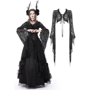 Dark in Love - Gothic Witch Bell sleeves lace Bolero - XL - Zwart
