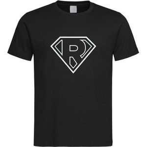Zwart t-Shirt met letter R “ Superman “ Logo print Wit Size XXXXXL