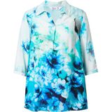 MIAMODA - Dames - Tuniek A-lijn kleurverloop met bloemenmotief - Saffierblauw - Maat 42