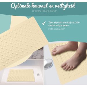 BEARTOP Badmat, 35 x 75 cm, hoogwaardige antislip douchemat met siliconen zuignappen, BPA-vrij, schimmelbestendig, afwasbaar, grijs