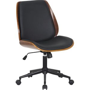 In And OutdoorMatch Bureaustoel Brynn - Zwart - Hout - Kunstleer - Gestoffeerde stoel - Elegant design