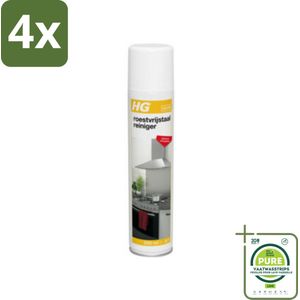 HG Roestvrijstaal Reiniger 300 ml - Voordeelverpakking - 4 stuks - Roestvrijstalen reiniger - Chroom reiniger