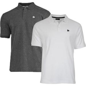 2-Pack Donnay - Polo (Noah) - Sportpolo - Heren - Charcoal/White (1398) - maat M