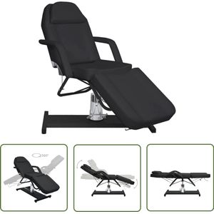 vidaXL Massagetafels - Massagetafel - Massagetafel 180x62x(87-112) cm zwart - Beautytafel - Behandeltafel - Salontafel