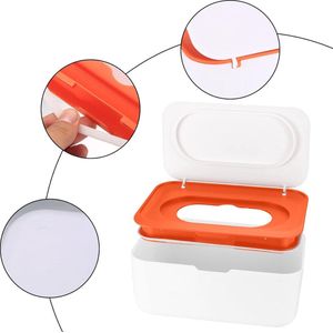Vochtige doekjes doos, vochtige toiletpapierdoos, dispenser voor vochtige doeken, doekjesbox servetbox, met opbergdoos voor gezichtsafdekkingen (oranje)