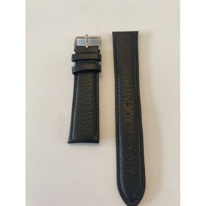 Horlogeband-Model f 3-zwart-20 mm breed-leder-dames-heren-juweliers kwaliteit-anti allergisch