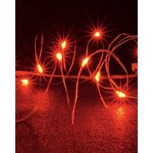 Rode Glow String Lights by Aira - Draadverlichting lichtsnoer met 20 LED lampjes op batterij 200cm - Lampensnoer kerstverlichting - Fairy Lights - DIY kostuum kleding carnavals verlichting - sfeer batterijverlichting slinger - feest partylights