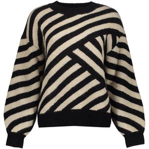 Geisha - Trui - Sand/Black - Streepdessin