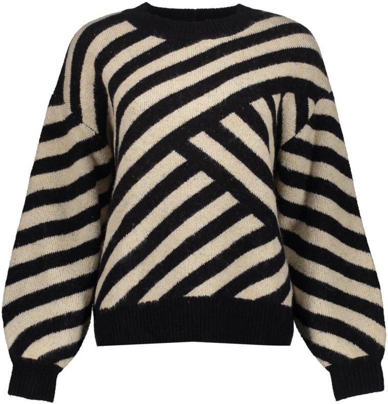 Geisha - Trui - Sand/Black - Streepdessin