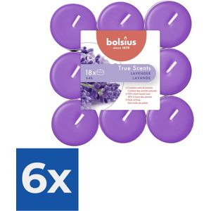 Bolsius True Scents theelichten lavendel (18st) - Voordeelverpakking 6 stuks