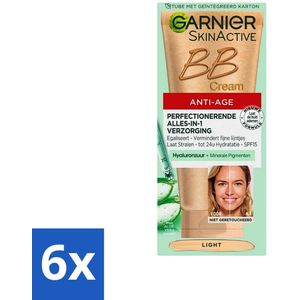 6 x Garnier - SkinActive - BB Cream Light - Anti-Aging - Getinte Dagcrème - 50 ml - BB Crème - Anti-aging - Dagcrème - Garnier - Lichte Huid