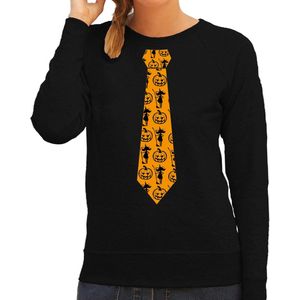 Bellatio Decorations Halloween thema verkleed sweater / trui stropdas heks en pompoen - dames XXL