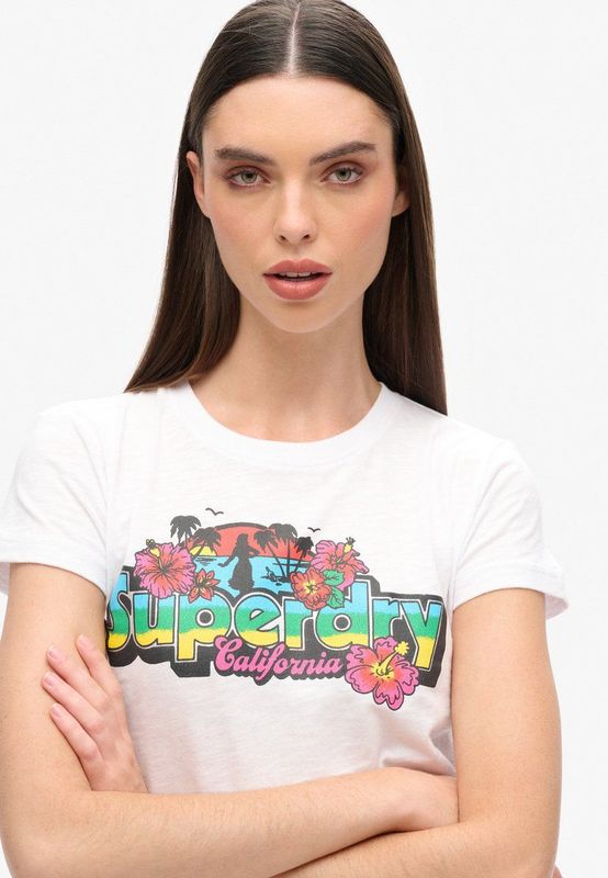 Superdry - Cali sticker T-shirt met aansluitende pasvorm - Dames - T-shirts